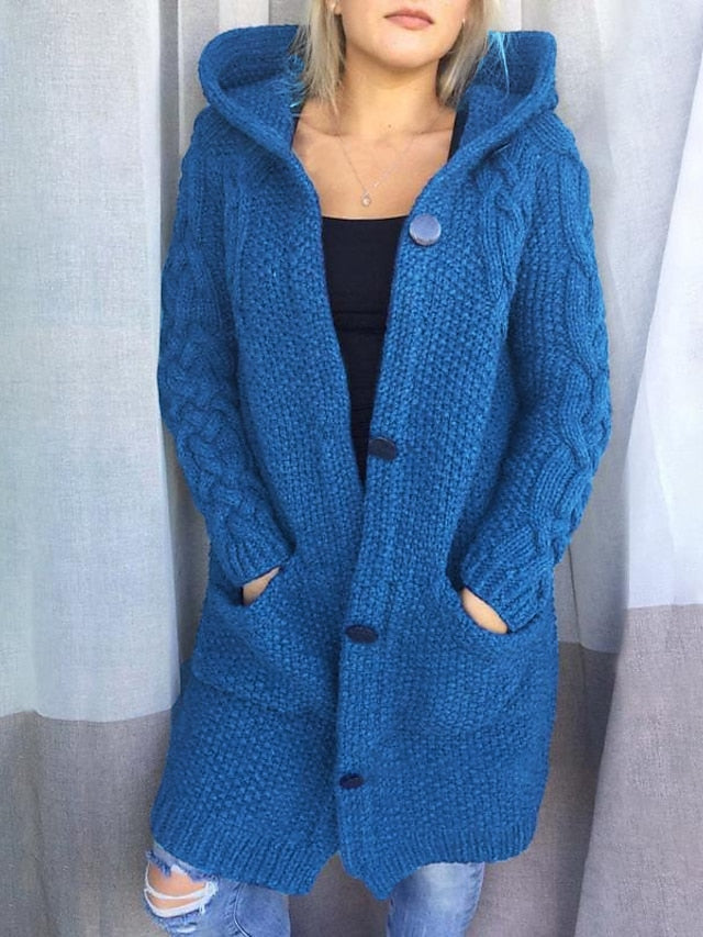 Chunky knit hooded cardigan