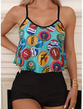 Tankini 2 Piece Swimsuit Shorts Tummy Control High Waist Slim Backless Vacation Beach Wear Scoop Neck Sleeveless Bathing Suits