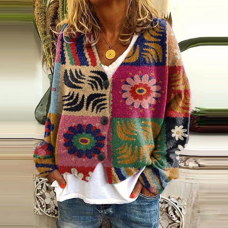 KS | Printed cardigan with button placket