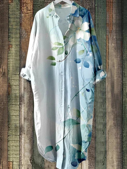 Buttoned midi dress with floral print
