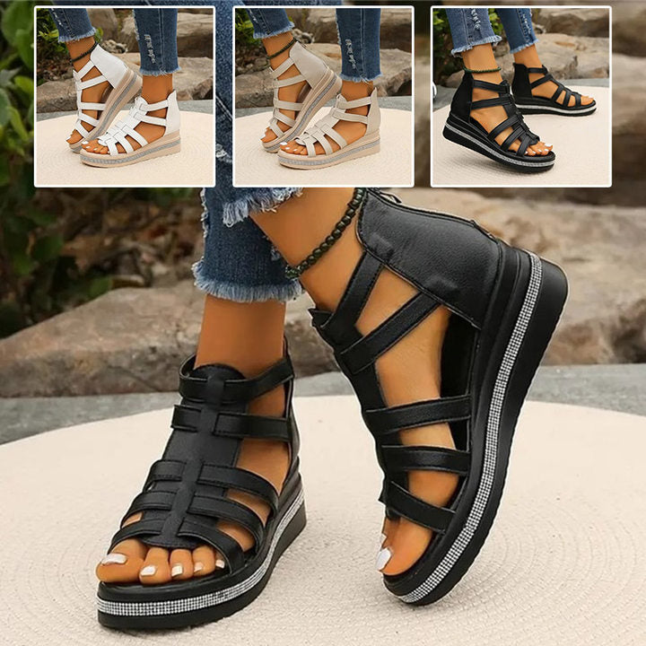 Wedge sandals with rhinestones