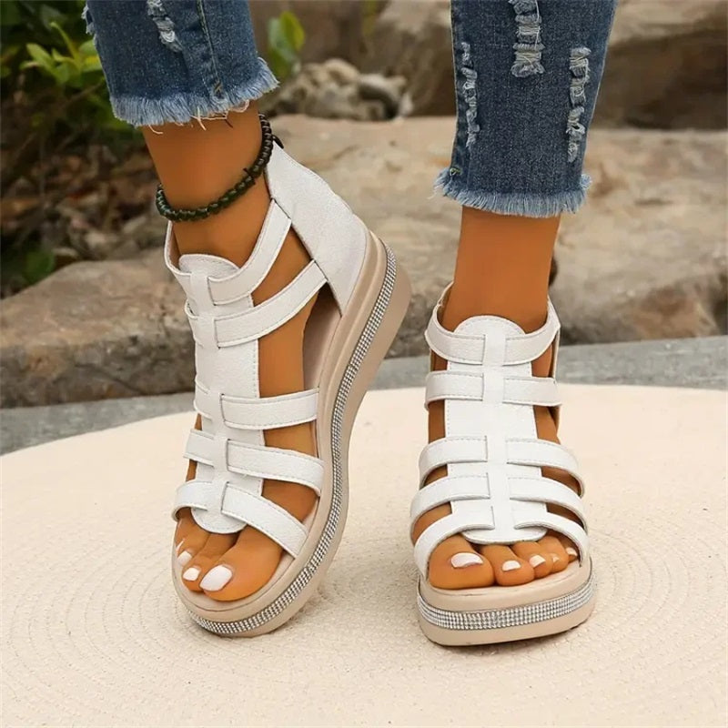 Wedge sandals with rhinestones