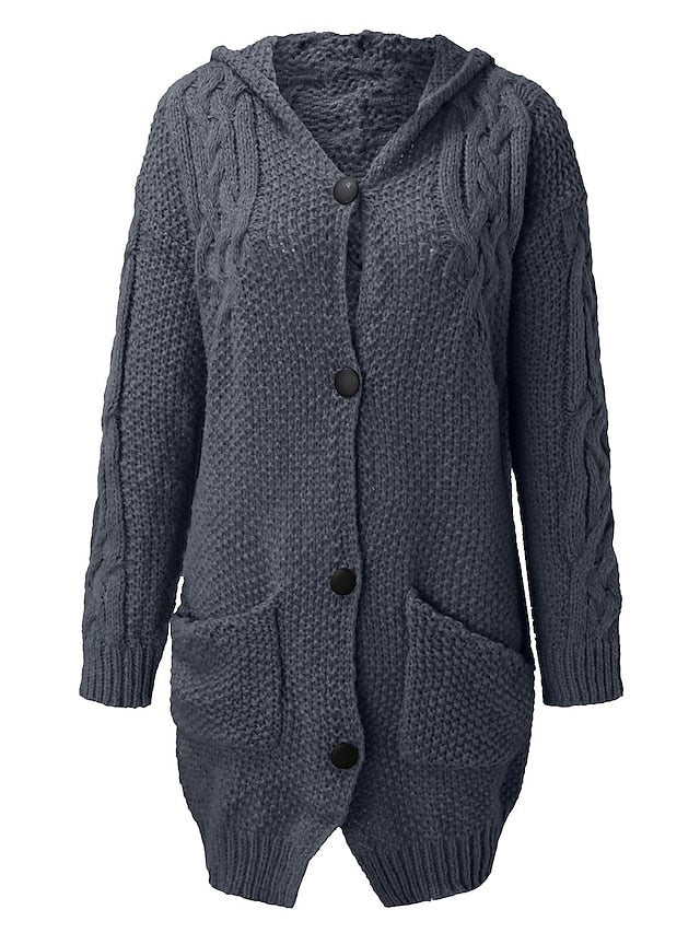 Chunky knit hooded cardigan