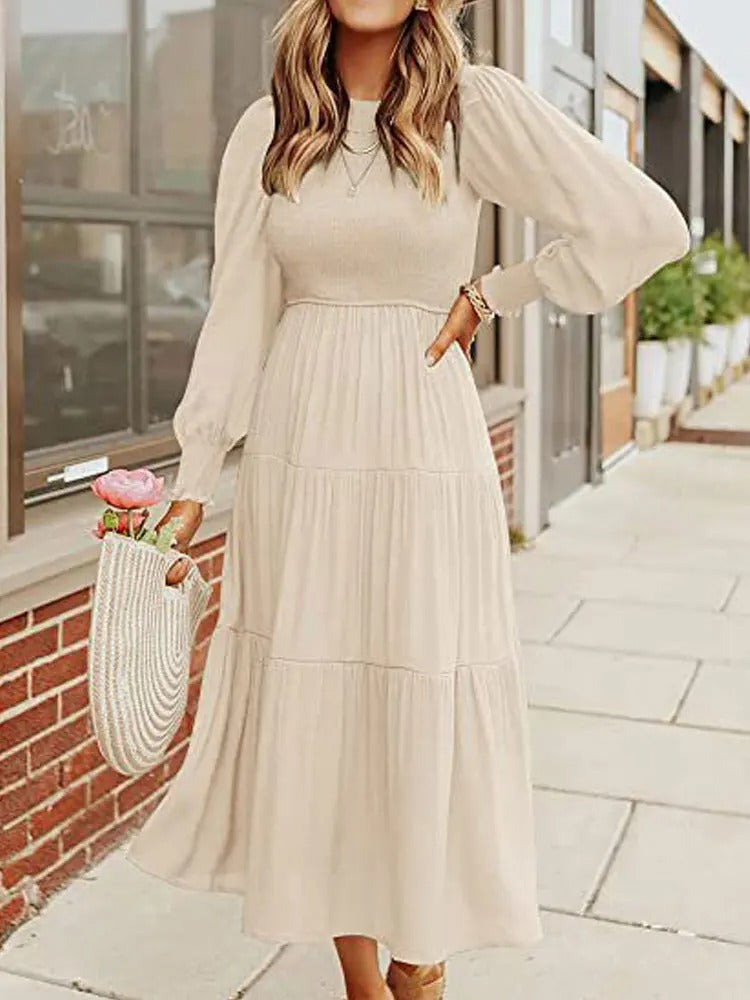 Long sleeve midi dress with tuxedos