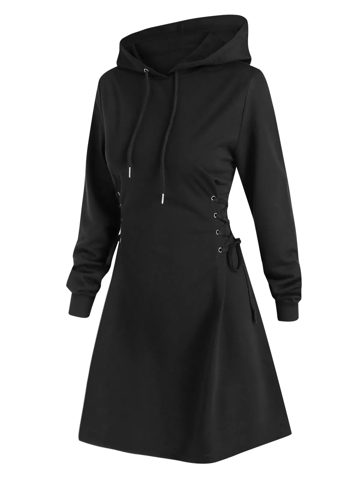 Casual-chic hooded midi dress