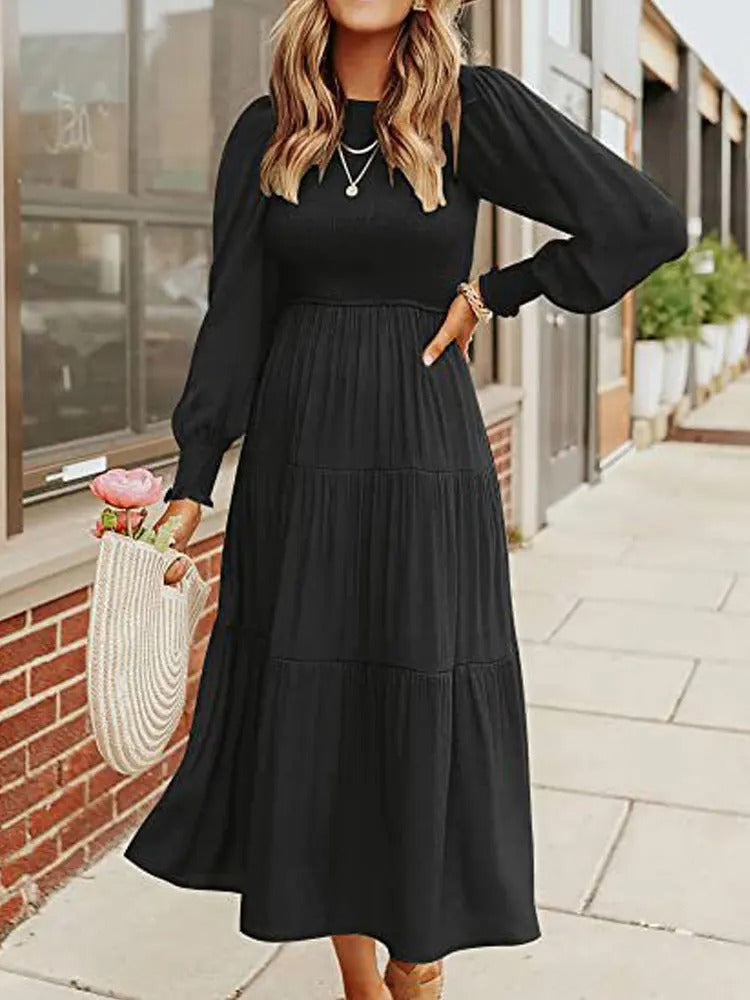 Long sleeve midi dress with tuxedos