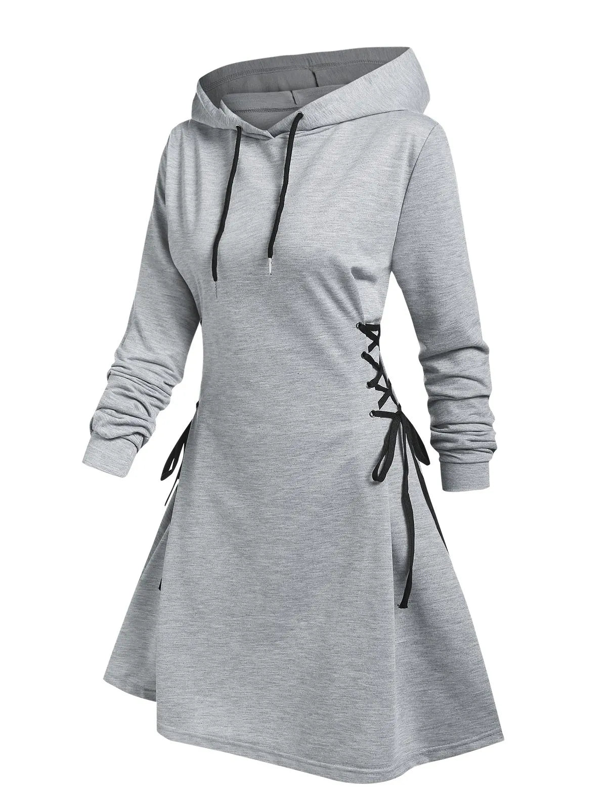 Casual-chic hooded midi dress