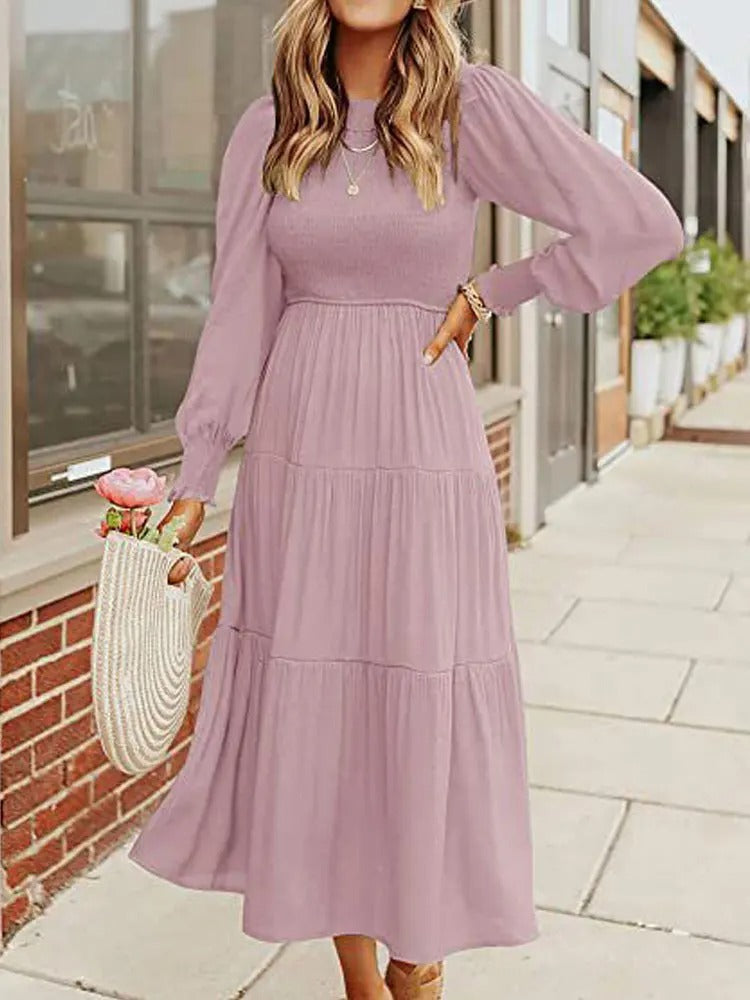Long sleeve midi dress with tuxedos
