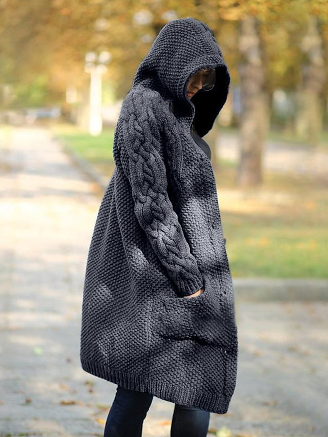 Chunky knit hooded cardigan